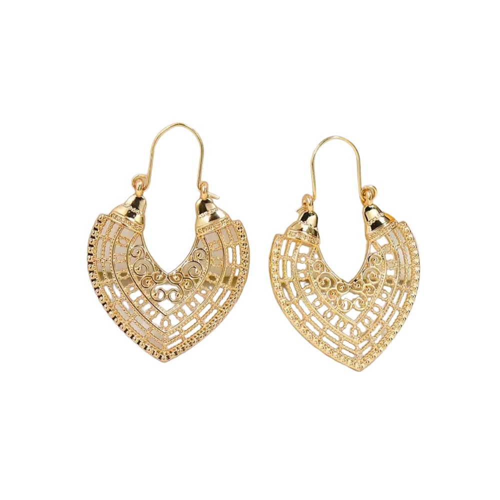 Gold Cutout Metal Drop Earrings